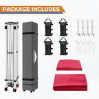 EAGLE PEAK Pop Up Canopy Tent with 1 Sidewall, Easy Setup Event Tent, Outdoor Sun Shade, Wheeled Carry Bag, Stakes and Guy Ropes, Instant Canopy 10x10, Red