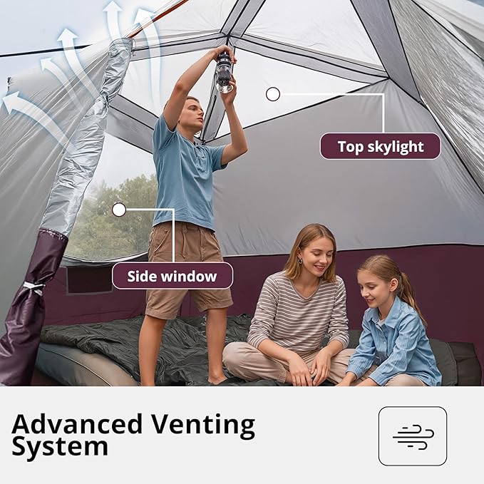 Camping Tents 4/6 Person Pop Up Instant Tent - Setup in 60s for Family Camping, Windproof Design, Family Cabin Tent with Rainfly & Backpack Carry Bag