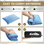 Ivellow Travel Pillow Cooling Camping Pillow for Sleeping Compressible Shredded Memory Foam Pillow Compact Firm Supportive Pillow for Adults Kids Outdoor Backpacking Hiking Essential Gear Blue M