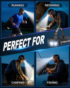Headlamp Rechargeable 2PCS,4500L Super Bright Light Bright LED Rechargeable Headlight with White Light, Waterproof Head Lamp with Headband for Outdoor Camping, Hiking,Camping Essentials,Working