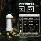 Wurkkos CL01 Camping Lantern Rechargeable, 550LM Waterproof Tent Light with Magnet Base, Up to 300H Runtime,Portable Lantern Flashlight with RGB light,Emergency Camp Light for Hurricane,Hiking,Camping