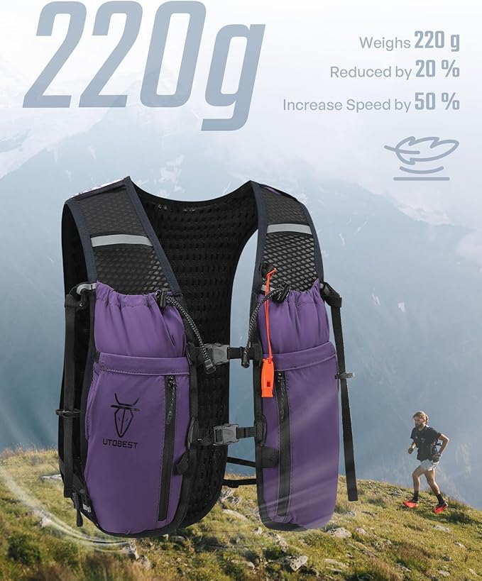 UTOBEST Upgrade Running Hydration Vest 10L, Running Backpack for Women Men Multi-Functional Storage, Adjustable Water Vest for Trail Marathon Race Jogging Cycling