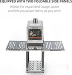 M8 Wood Burning Stove with Oven & Camping Table, Stainless Steel Portable IGT Hot Tent Stove, Including 6 Chimney Pipes, for Camping, Tents, Cooking and Travel (Silver)