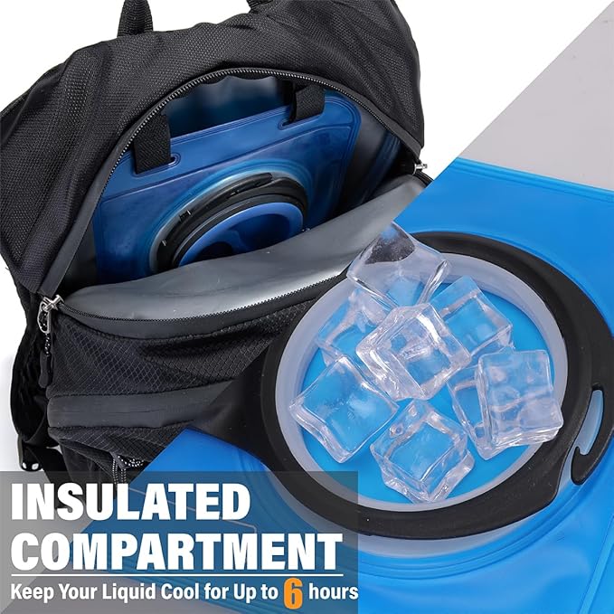 Insulated Hydration Backpack Pack with 2L Water Bladder Lightweight 22L Hiking Backpack Bag for Women Men Daypack for Hiking Running Festival Camping Biking