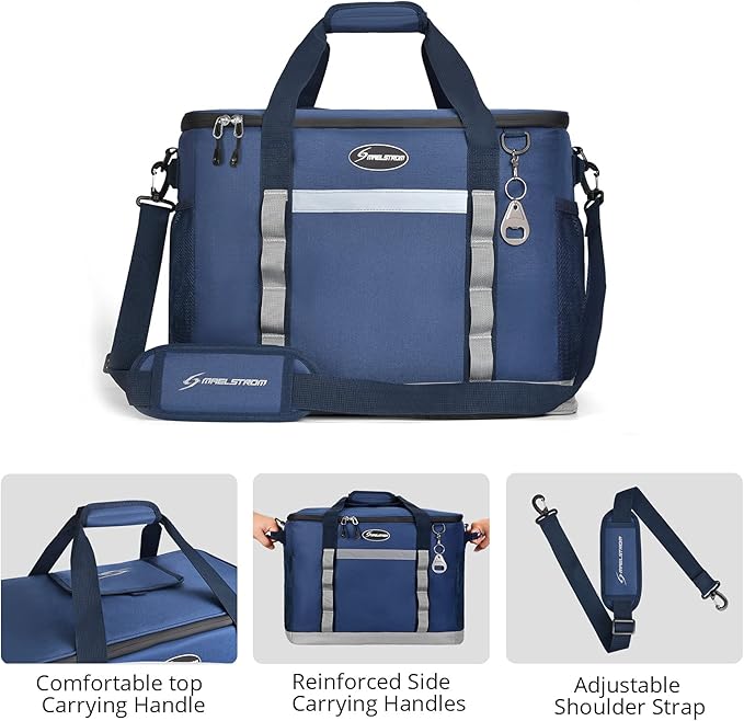 Maelstrom Collapsible Soft Cooler Bag, 24/30/60/75 Cans Beach Cooler, Ice Chest, Leakproof & Portable for Beach, Camping, Road Trips & Grocery Shopping