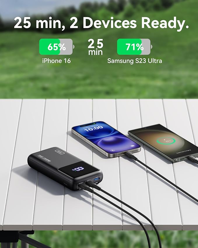 INIU Power Bank, 25000mAh 100W USB C Laptop Portable Charger, PD QC Fast Charging 3-Output Battery Pack, Travel Charger for Laptop MacBook iPad Tablet Steam Deck iPhone 17 16 15 14 Pro Samsung S25 etc