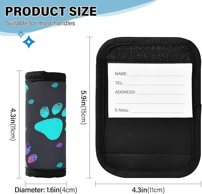 Dog Paw Luggage Handle Wrap, Luggage Identifiers, Bag Strap Cover, Suitcase Wraps Tags, Travel Accessories, 2 Pack