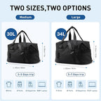BAGSMART Gym Bag for Women, Carry on Weekender Overnight Bag, Travel Duffel Bags with Trolley Sleeve, Personal Item Travel Bag Tote Bag Workout Dance Bag(Black,Medium)