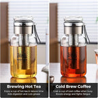 Bincoo Glass Cold Brew Coffee Maker with Extended Fine Mesh Filter, Tea Infuser Bottle Iced Coffee Maker with Thick Borosilicate Glas
