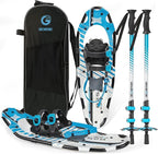 G2 21/25/30 Inches Light Weight Snowshoes for Women Men Youth, Set with Trekking Poles, Tote Bag, Gaiters,Special Fast Ratchet Binding, Orang/Blue/Red Available