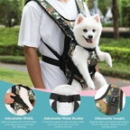 Pawaboo Pet Dog Front Carrier Backpacks, Legs Out Pet Carrier Backpack for Dogs, Adjustable Easy-fit Dog Chest Carriers for Small Medium Dogs Hands Free for Travel Hiking Cycling Camping, S, Camo