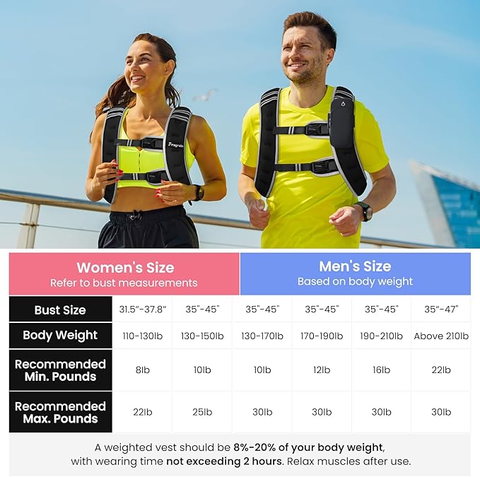 Fragraim Weighted Vest for Women Men - 8lb/10lb/12lb/16lb/22lb/25lb/30lb Weight Vest with Reflective Stripe, Detachable Phone Pouch, Ideal for Walking, Strength Training, Running, Workout, Cardio