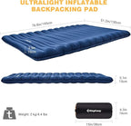 KingCamp Double Sleeping Pad for Camping, Rollover Prevention Inflatable Queen Camping Mattress 2 Person Ultralight Air Mat for Backpacking Hiking Tent Cot