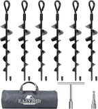 Eazy2hD 6 Pack Tent Stakes Heavy Duty, 15 Inch Ground Anchors Screw in, Metal High Winds Trampoline Stake with Nut and Tool, Spiral Anchor Kit for Camping, Swing Set, Mobile Home, Car Ports