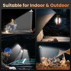 CAVN Rechargeable 10000mAh Camping Lights with Stand 6.5 ft Max Height, Portable Cordless LED Work Light 2200 Lumens 6500/4500/3500K Dimmable Camping Essentials Gear with Detachable Tripod, Orange