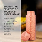 NORMAN JR Copper Water Bottle 400ml - Gift Box of 3, Slim Hammered, an Ayurvedic vessel made of pure copper - helps you drink more water with many health benefits