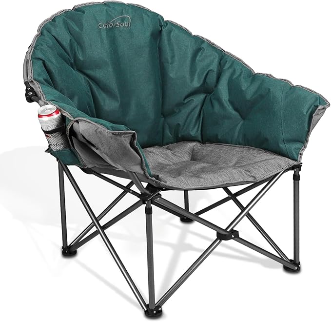 Colorsoul Oversized Camping Chairs Heavy Duty, Full Padded Foldable Camping Chairs for Adults with Cup Holders, Portable Camp Lawn Chairs for Outdoor, Support 450lbs,Green