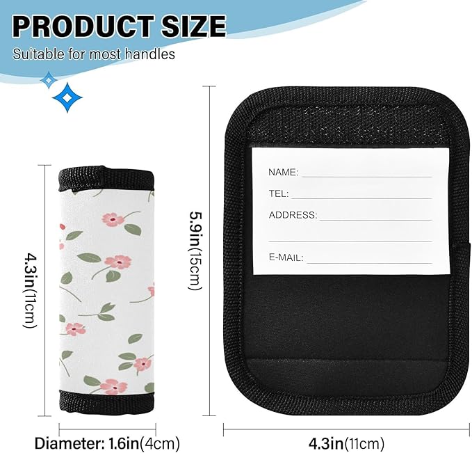 Qilmy Fresh Style Floral Fragments Luggage Handle Wrap 2Pack Luggage Identifiers Tag Comfort Handle Grips Cover for Stroller Suitcase Bag Airplane Travel Accessories1502
