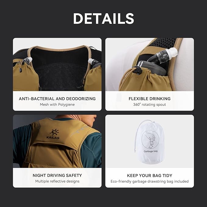 KAILAS FUGA AIR 8 Ⅳ Running Hydration Vest Hydration Pack Lightweight with Two TPU Water Bladders for Women Men Trail Cycling Hiking
