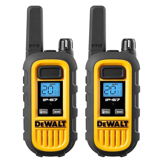 DEWALT FRS Walkie Talkies Long Range 2 Way Radio, 1 Watt, Waterproof & Rechargeable, 6 Pack with Gang Charger, DXFRS300-BCH6