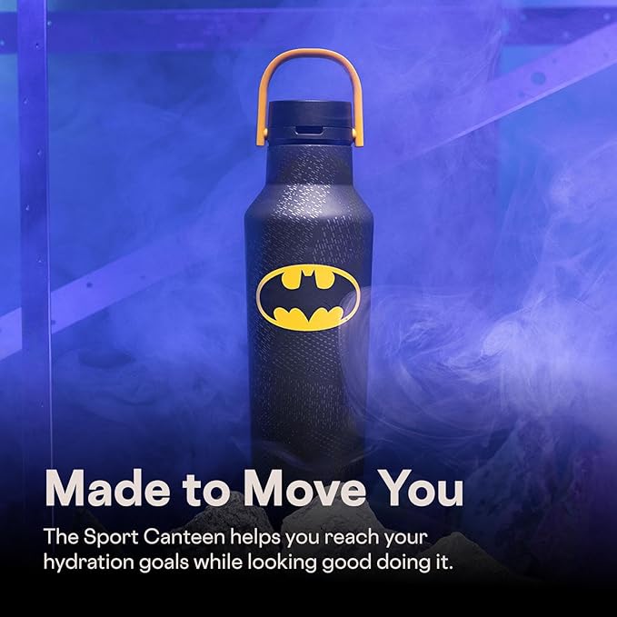 Corkcicle Sport Canteen - Keeps Beverages Cold 25 Hours - Triple Insulated Stainless Steel - Screw-On Lid - Reusable Bottle - Summer Drinkware Gift - Keeps Drinks Ice Cold - 20 oz - Batman
