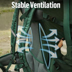 Night Cat Internal-frame Hiking Backpack: 50L Camping Backpack for Men Women Lightweight Waterproof Rain Cover Green
