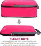 BAGAIL 4 Set/6 Set/8 Set Compression Packing Cubes Travel Accessories Expandable Packing Organizers (Cloth Pattern, 4-Fuchsia)