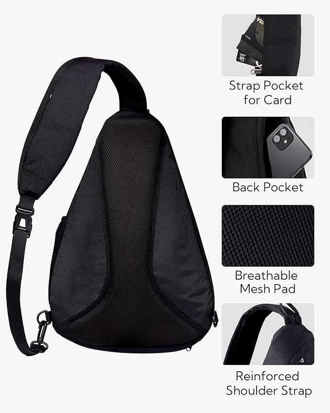 WATERFLY Sling Bag Crossbody Backpack: Over Shoulder Daypack Casual Cross Chest Side Pack