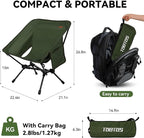 TOBTOS Portable Camping Chair, Support up to 330 LBS, Lightweight Folding Backpacking Chair for Outdoor Camp, Travel, Beach, Picnic, Hiking, Backpacking (Green)