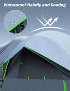 JOYTUTUS SUV Tent for Camping with Rainfly, Double Door Design Car Tent with Aluminum Poles, SUV Tailgate Tent with Waterproof PU2000mm Double Layer for 4-8 Person, Green