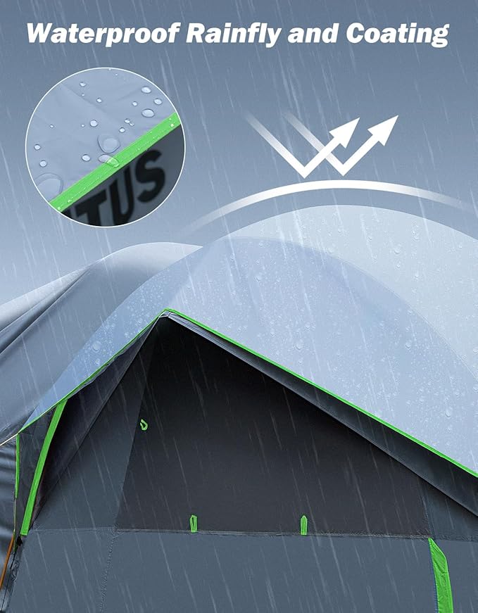 JOYTUTUS SUV Tent for Camping with Rainfly, Double Door Design Car Tent with Aluminum Poles, SUV Tailgate Tent with Waterproof PU2000mm Double Layer for 4-8 Person, Green