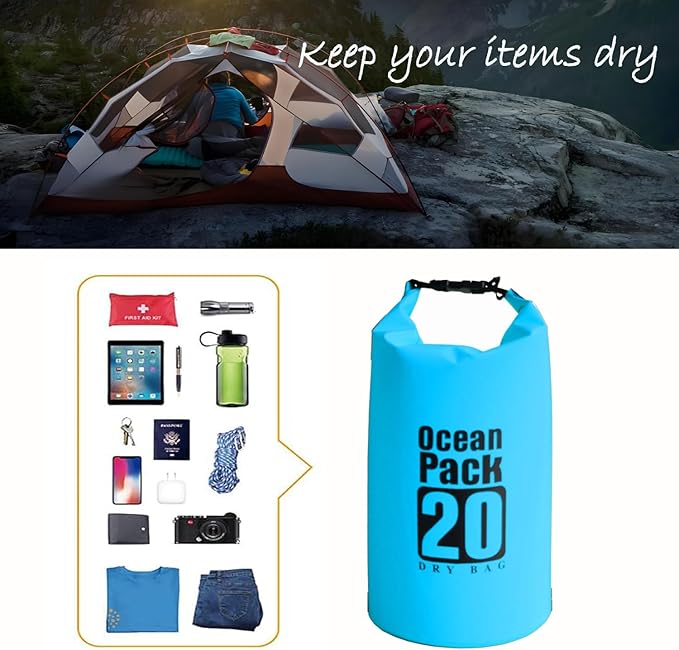 Dry Bag Waterproof Backpack 5L/10L/20L/30L Roll Top Waterproof Bag,Floating Dry bags for Kayaking,Swimming,Boating,Camping,Beach.