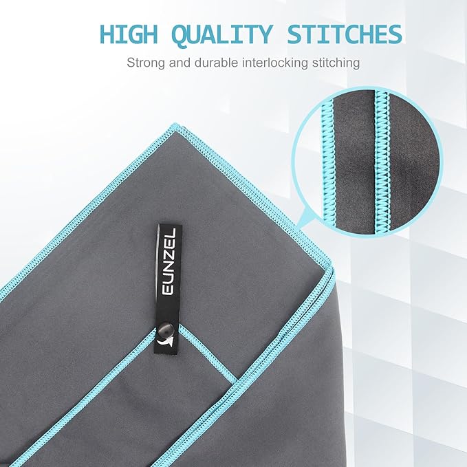 Eunzel 2 Pack Quick Dry Camping Towel, Microfiber Travel Towel 3 Size at 1 Pack,Fast Drying Towel Set for Camping, Beach, Gym, Sports, Yoga & Swimming Pool, Army Green/Grey
