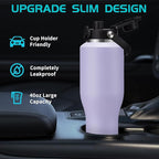 40 oz Insulated Water Bottle with Straw - Spout Lid, Carrying Case, Metal Thermal Hydro Travel Mug Flask for Cup Holder, Keep Cold 48H Hot 24H