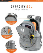 SKYSPER Foldable Small Backpack – 20L Lightweight Hiking Daypack with Chest Belt Packable Travel Rucksack for Women Men