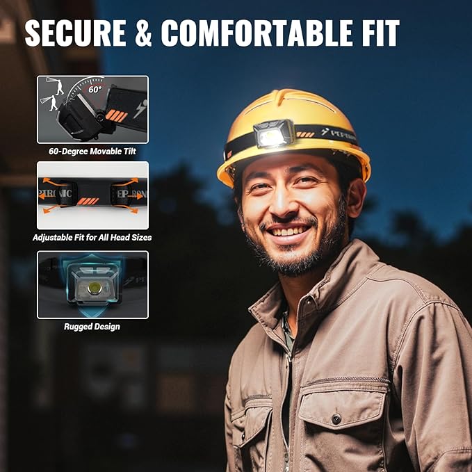 Camping Headlamp 2 Pack LED Battery Powered Dimming Head Lamps with Adjustable Headband IPX4 Waterproof Head Light 9 Modes Red White Green Light for Hiking, Running, Cycling