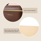 Hard brown makeup box, Portable leather hard cosmetic case with mirror, Professional train case make up box for women adults. (Monolayer - Brown)