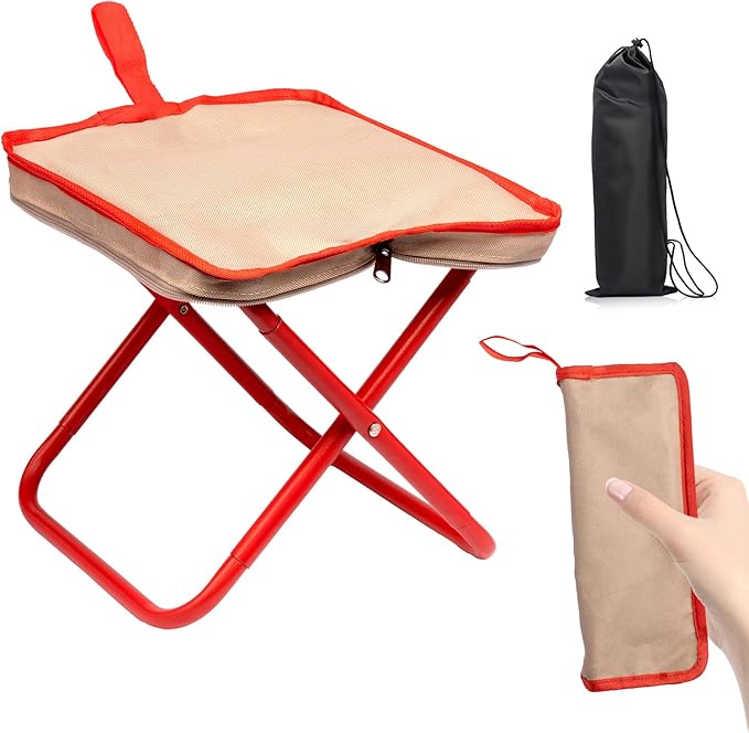 Camping Stool,Mountaineering and Hiking Portable Stools 13.5“ Portable Folding Stools for Outdoor Gardening and Beach Hiking Fishing,Foot Stool with Carry Bag to 330LB (13.5 inch)