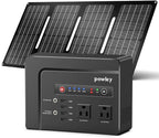 Powkey Solar Powered Generator,200W Portable Solar Generator Power Station with Solar Panels 40W,146Wh Generator Power Bank with 2 AC Outlet 110V Pure Sine Wave for Outdoor Camping Emergency Home