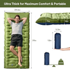 KASBAH Camping Sleeping Pad,6 inch Thick Inflatable Camping Mattress with Built-in Foot Pump and Pillow,Ultralight Sleeping Mat Backpacking Gear for Outdoor Hiking,Camping, Traveling and Tent