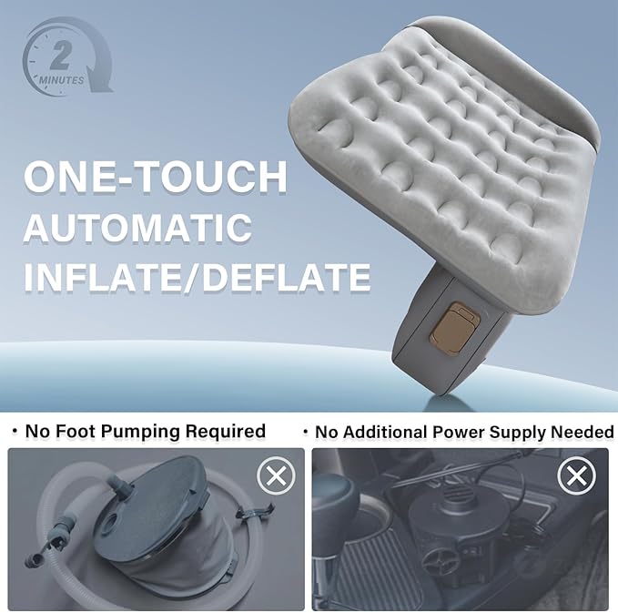 Coverado Car Air Mattress Back Seat, Portable Wireless Inflatable Bed with Built in Air Pump&Pllow, Storage Bag, Patch Kit, Universal Back Seat Bed Sleeping Pad Fit Most Car Suvs, L-51,W-32