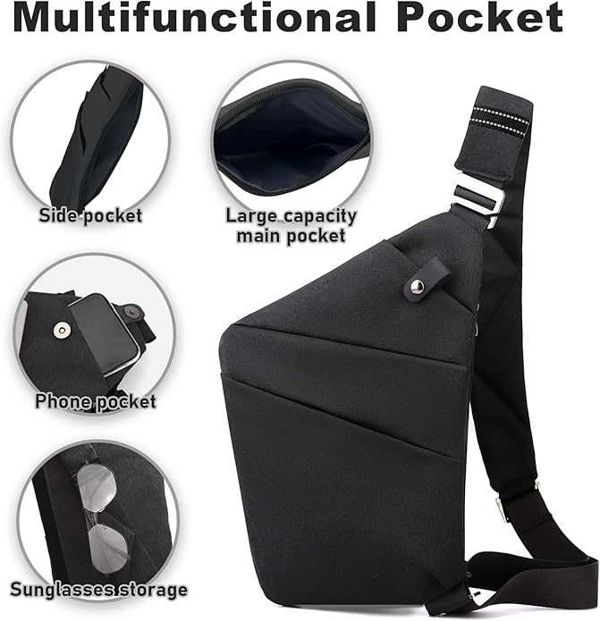 Anti Theft Travel Bag, One Shoulder Large Capacity Cross-body Bag Chest Fashion Lightweight Sling Bags for Travel Sports