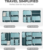 Percover Compression Packing Cubes 4-Piece Set, Packing Cubes Compression for Travel with Label Pockets, Travel Organizer for Carry On & Checked Luggage, Peacock Green