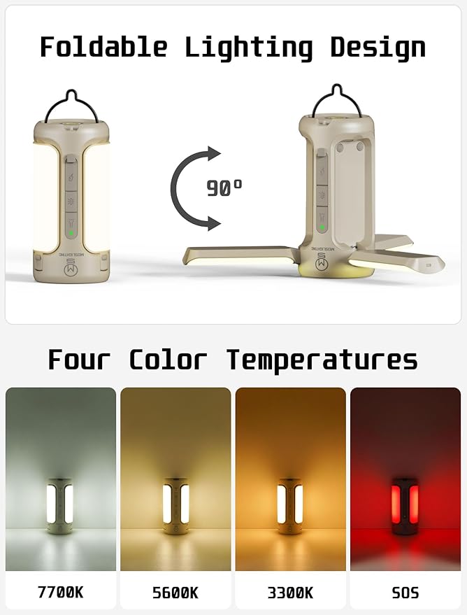 Folding Camping Lantern Rechargeable, 10000mAh Foldable LED Light for Tent Outdoor, IP54 Waterproof, 1500LM Camping Lights, Portable LED Flashlight, 5 Mode