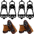 2 Pairs Ice Cleats for Shoes and Boots, Ice Snow Gripper Shoe/Boot Traction Cleats with 8 Stainless Steel Spikes, Winter Outdoor Anti-Slip Crampons for Walking, Climbing and Hiking