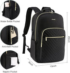 LOVEVOOK Large Travel Backpack Women with 17.3-inch Laptop Compartment, Work Business Computer Carry On Backpack Purse, Hiking Backpack Waterproof Outdoor Sports Rucksack Bag, Black