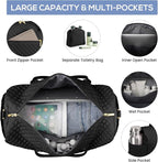 Travel Weekender Bags for Women - Duffle Bag Women with Shoe Compartment Carry On Overnight Bag with Toiletry Bag Duffel Bags with Wet Pocket for Gym Hospital Bags Black for College