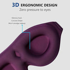 ALASKA BEAR 100% Blackout Sleep Mask for Women and Men, 3D Pillowy Soft Light Blocking Eye Mask with Contoured Eye Cups, Earplugs Set, Purple