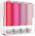 Travel Bottles for Toiletries, Silicone TSA Approved Bottles, Leakproof Shampoo & Toiletry Containers for Airplane, Vacation & Business Trips (pink)