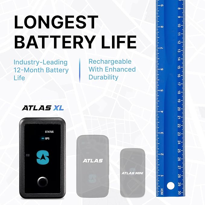 Spy Tec Atlas XL GPS Tracker | 12-Month Battery for Long-Term Tracking, Hidden Weatherproof GPS Tracker for Vehicles, Cars, Trailers, RV, Boats | Asset Tracking | Starter Kit with 1st Month Included